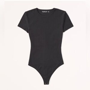 Abercrombie & Fitch Black Seamless Crew Bodysuit with Cap Sleeves- XXL TALL